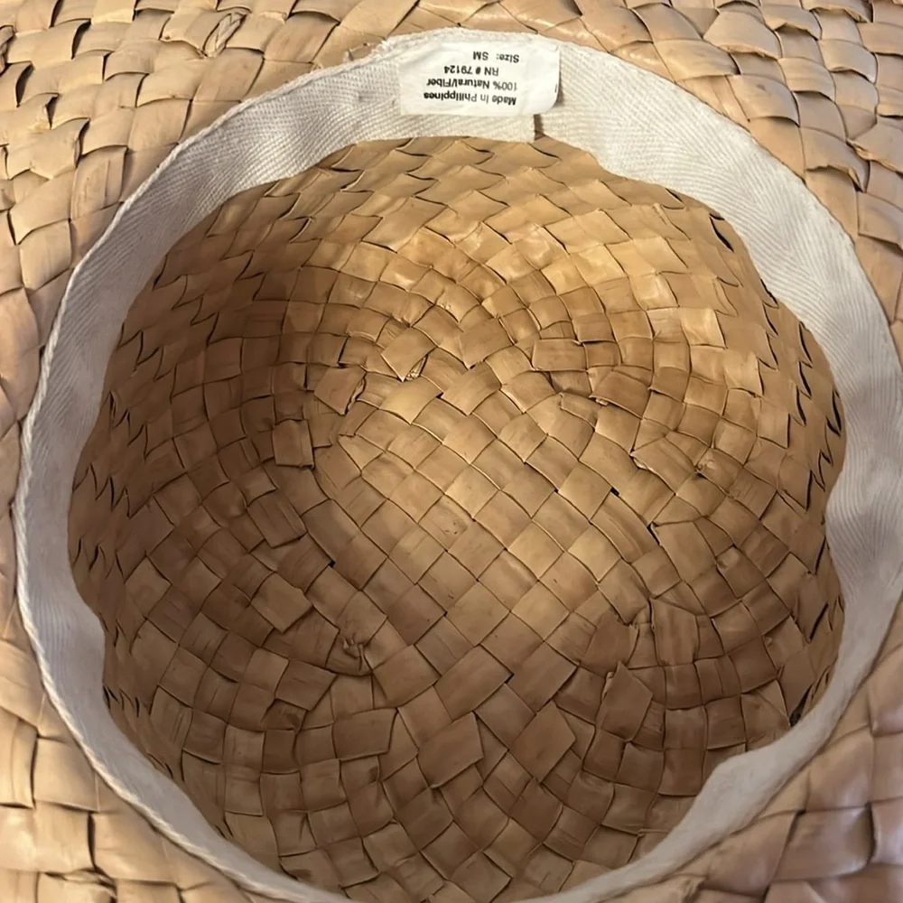 Elegant Tan Straw Hat with Bow - Made in Philippines - Small